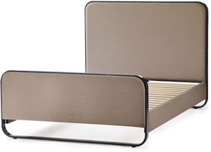 front right view of the Malouf® Godfrey Designer Desert Queen Panel Bed