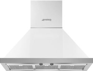 front view of the Smeg Portofino Aesthetic 30" White Wall Mounted Range Hood