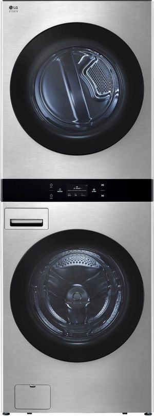 LG Studio WashTower 5.0 Cu. Ft. Washer, 7.4 Cu. Ft. Dryer Noble Steel Stack Laundry
