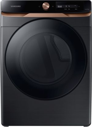 front view of the Samsung 6500 Series 7.5 Cu. Ft. Brushed Black Front Load Electric Dryer