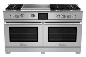 front view of the Bluestar® Dual Fuel Range Series 60" Stainless Steel Pro Style Dual Fuel Range