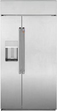 front view of the Café™ 28.6 Cu. Ft. Stainless Steel Smart Built In Side-by-Side Refrigerator