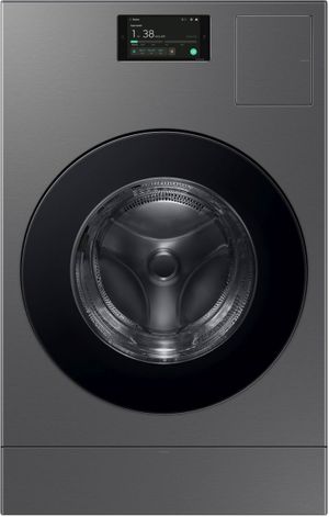 Laundry Room Featuring a Samsung Bespoke 5.3 Cu. Ft. Dark Steel Washer Dryer Combo