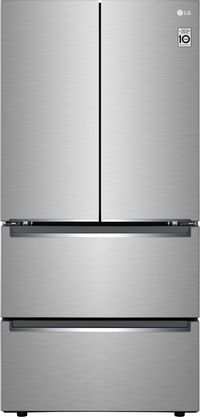front view of the LG 33" 19.0 Cu. Ft. Smudge Resistant Stainless Steel Counter Depth French Door Refrigerator