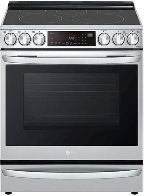 front view of the LG 30" PrintProof™ Stainless Steel Slide-In Electric Range