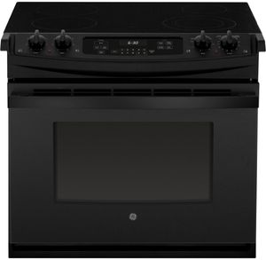 front view of the GE® 30" Black Drop-In Electric Range