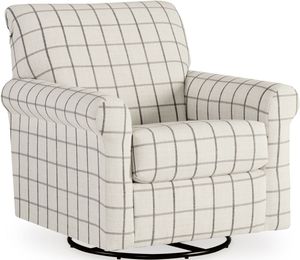 front left view of the Benchcraft® Davinca Charcoal Swivel Glider Accent Chair