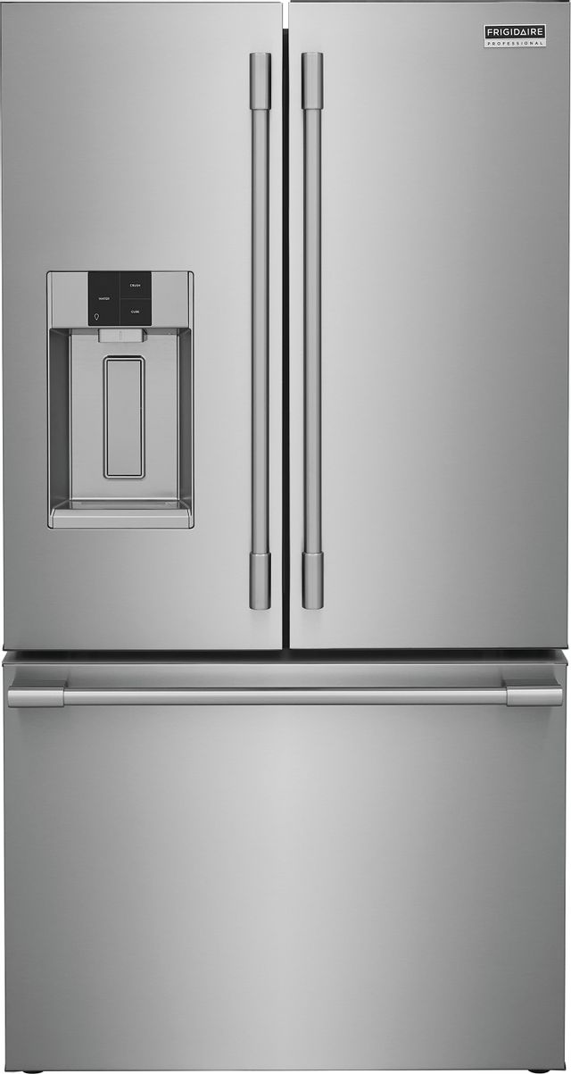 Credit: Frigidaire Professional Front view of the Frigidaire Professional PRFS2883AF side by side refrigerator