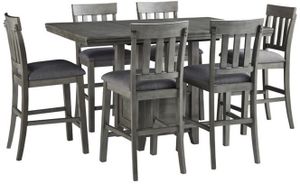 view of the Signature Design by Ashley® Hallanden Gray 7-Piece Counter Height Dining Set