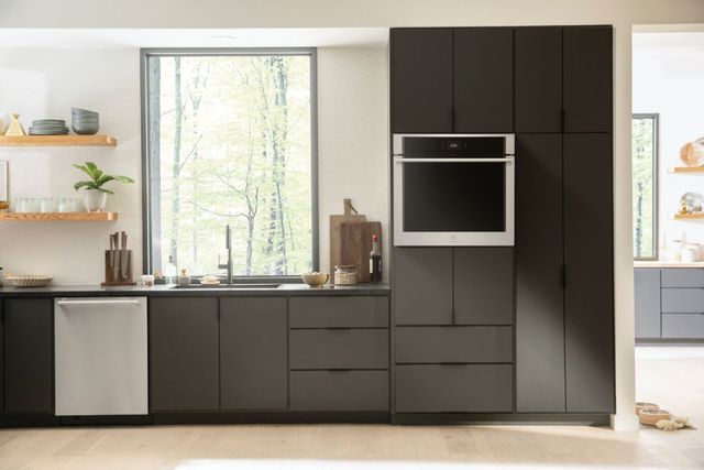 benefits-of-air-sous-vide-ovens front view of an air sous vide wall oven in a contemporary kitchen