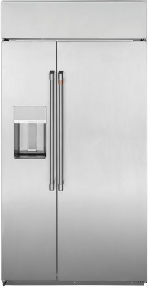 Café Stainless Steel Built In Counter Depth Side-by-Side Refrigerator Doors Closed