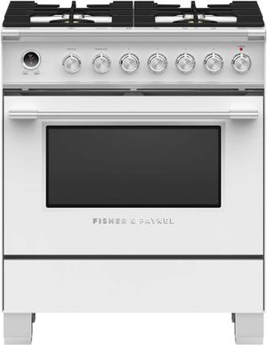 Fisher & Paykel 30" White Free Standing Dual Fuel Range