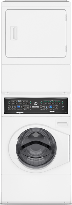 Stacked Speed Queen front load washer and dryer
