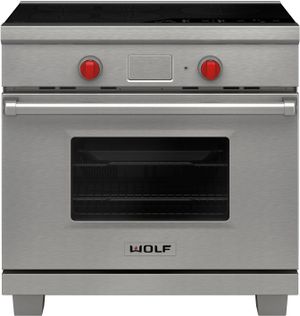 Wolf 36" Stainless Steel Professional Induction Range door closed