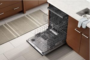 Whirlpool 24" Fingerprint Resistant Stainless Steel Built-In Dishwasher door open