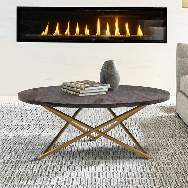 Armen Living Atala Brown/Brushed Gold Coffee Table lifestyle image