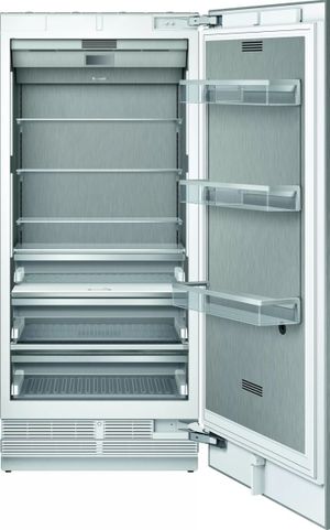 front view of the opened Thermador® Freedom® 20.6 Cu. Ft. Panel Ready Built-In Column Refrigerator