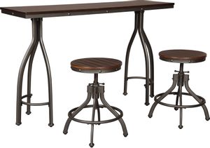ashley dining set with counter height table and two matching round stools