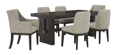 front view of the Signature Design by Ashley® Burkhaus Dark Brown 7 Piece Dining Set