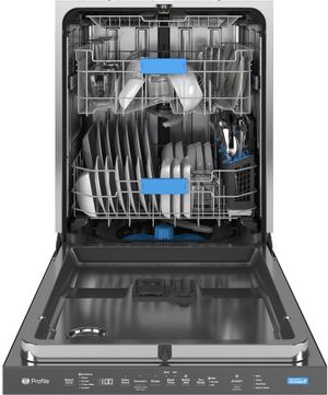 front view of the GE Profile™ 24" Fingerprint Resistant Stainless Steel Top Control Built In Dishwasher