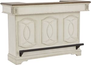 front view of the Signature Design by Ashley® Realyn Chipped White Bar