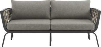 front view of the Linon Fitzbee Dark Gray Outdoor Loveseat