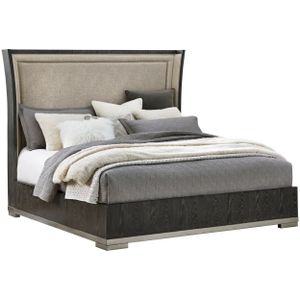 Plumb Queen Bed upholstered headboard with nail trim accent
