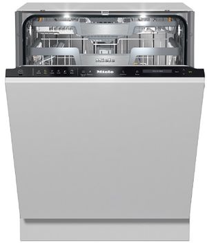 front view of a slightly opened Miele 24" Panel Ready Built In Dishwasher