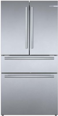 front view of the Bosch® 800 Series 20.5 Cu. Ft. Stainless Steel Counter Depth French Door Refrigerator