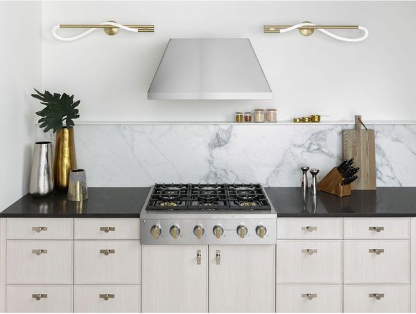 Kitchen Featuring a Monogram Statement Collection 36" Stainless Steel Natural Gas Rangetop