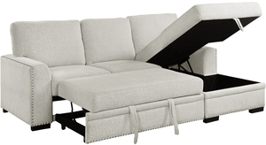 front view of the extended Homelegance® Morelia 2-Piece Beige Sectional Sofa Set