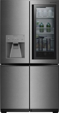 front view of the LG Signature 30.8 Cu. Ft. Textured Steel™ French Door Refrigerator