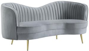 Coaster® Sophia Grey/Gold Upholstered Loveseat with Camel Back
