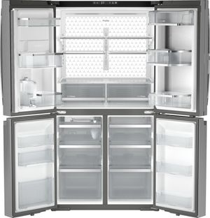 GE Profile 36" 28 Cu. Ft. Fingerprint Resistant Stainless Steel Side by Side Refrigerator Doors Open