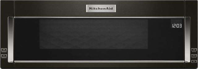 Low profile Kitchenaid black stainless steel microwave