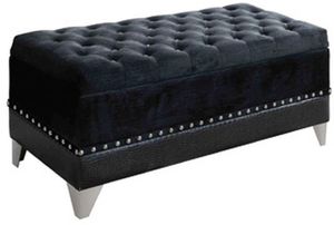 front view of the black upholstered Gabby Bench