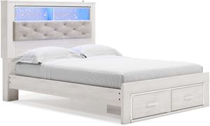 Signature Design by Ashley Altyra White King Upholstered Storage Bookcase Bed 