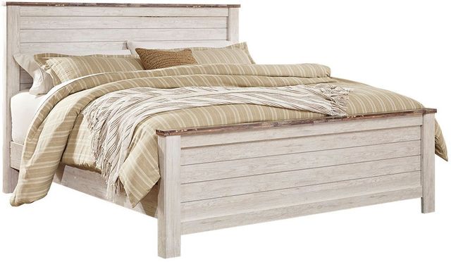 white washed wood panel bed