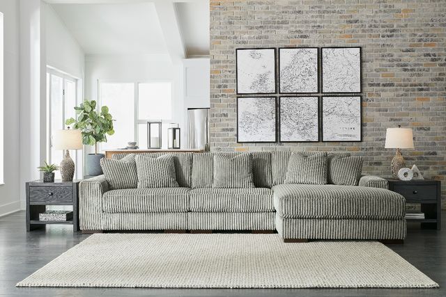 front view of an oversized couch in a contemporary living space