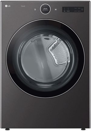 front view of the LG 7.4 Cu. Ft. Black Steel Front Load Electric Dryer