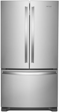 front view of the Whirlpool® 25.2 Cu. Ft. Fingerprint Resistant Stainless Steel French Door Refrigerator