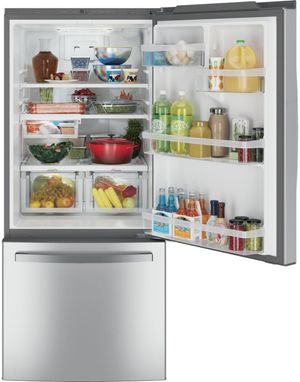 GE 30 in. 21.0 Cu. Ft. Fingerprint Resistant Stainless Steel Bottom Freezer Refrigerator