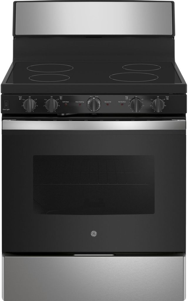front view of the GE® 30" Stainless Steel Freestanding Electric Range