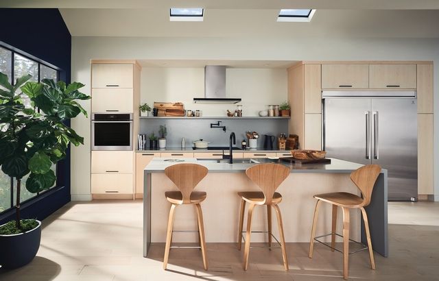 bright, modern, minimalist kitchen with electrolux appliances throughout