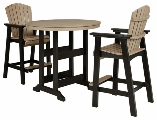 Fairen Trail 3-Piece Black/Driftwood Outdoor Bar Dining Set