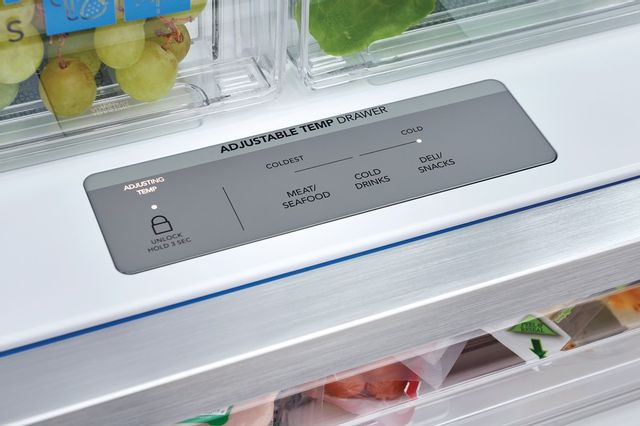 close view of the temperature feature panel inside a french door refrigerator