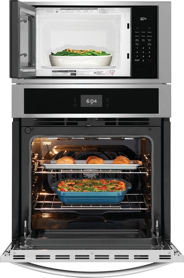 Frigidaire oven with doors open and food inside