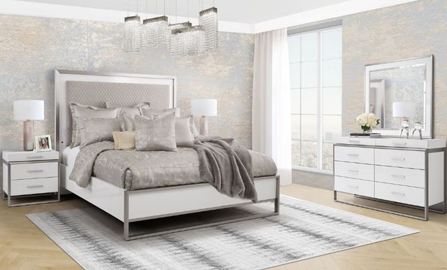 front view of a glam bedroom with the Marquee 4-Pc King Bedroom Set
