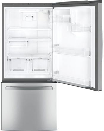 Inside GE® 21.0 Cu. Ft. Fingerprint Resistant Stainless Steel Bottom Freezer Refrigerator