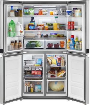 Whirlpool Fingerprint Resistant Metallic Steel Counter Depth French Door Refrigerator all doors open